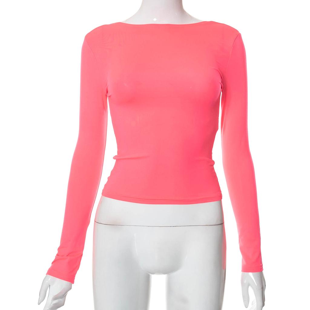 GMXIA Women's Autumn Solid Color Reversible Two-wear Small Top Woman