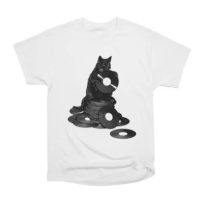 Men Casual Shirts Short Sleeves CAT RETRO MUSIC White Tees Oversized T-shirts
