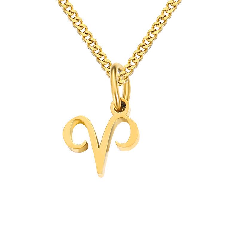 Gold-Plated Stainless Steel Zodiac Pendant Necklace for Women