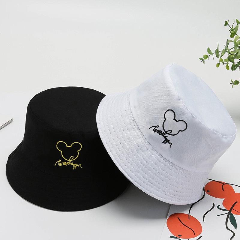 Women's Double-Sided Smiley Face Bucket Hat - Sun Protection, Korean Style, Embroidered, Large Brim