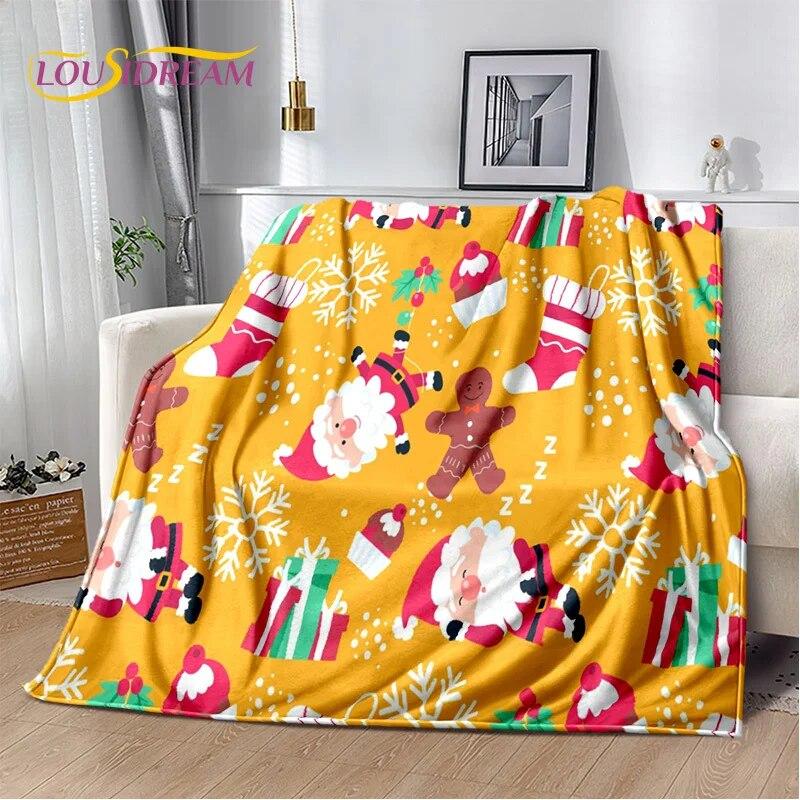 Desene animat Moș Crăciun Pom de Crăciun Fericit Cadou pentru copii Pătură moale de pluș, pătură de flanel Pătură pentru sufragerie dormitor canapea