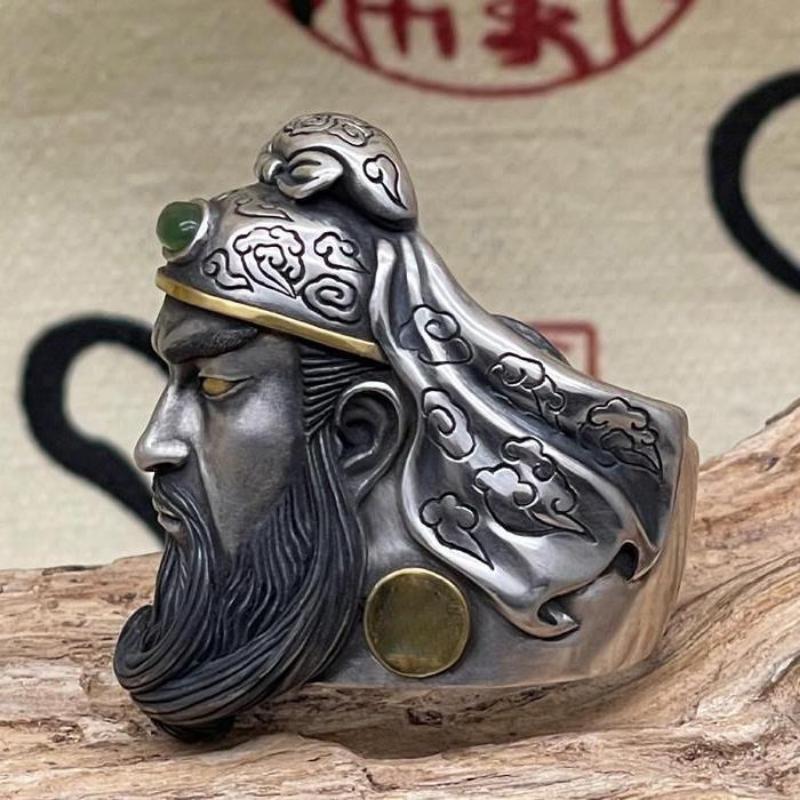 New Domineering Guan Erye Guan Gong Ring Men's Trendy Retro Domineering Ring Ring Adjustable