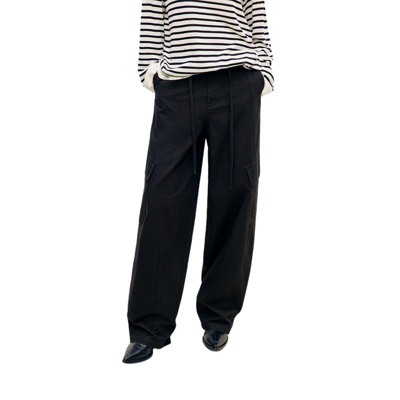 MO&Co. Women s Loose High-Waist Cotton Pants S