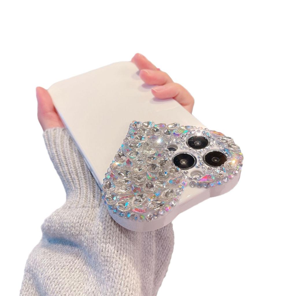 Applicable To Apple 15 Mobile Phone Case Silicone Love Rhinestone IPhone16promax Protective Case 413 Full Inclusive Fashion