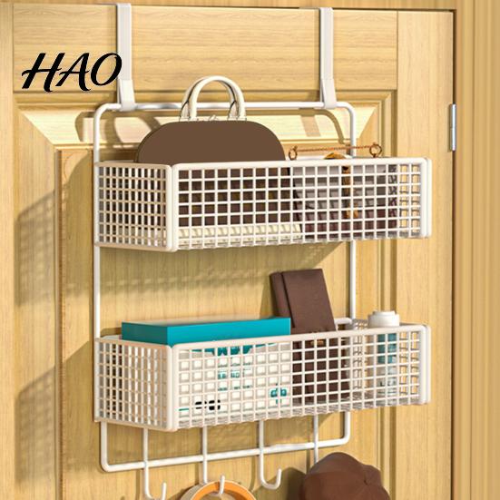 Étagère de rangement suspendue pour chambre à coucher Organisateur de porte avec crochets Construction robuste Conception de cintre en maille Facile à assembler Panier détachable à l'arrière