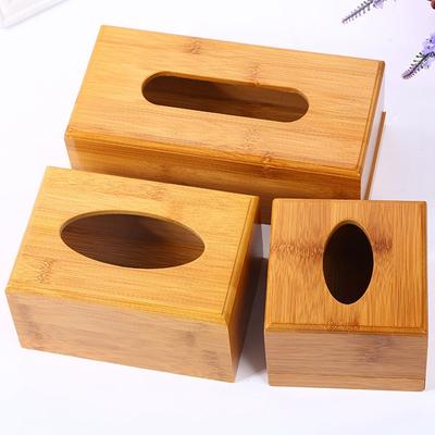 Fashion Style Bamboo Square Tissue Box Creative Seat Type Roll Storage Paper Box Tissue Canister Eco-Friendly Wood Table Decor