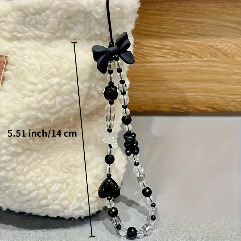 Korean Cute Black Bowknot Bear Phone Strap Charm Chain Knot Cellphone Lanyard Keychain Woman Girl Bag Camera Pendant For Case 1