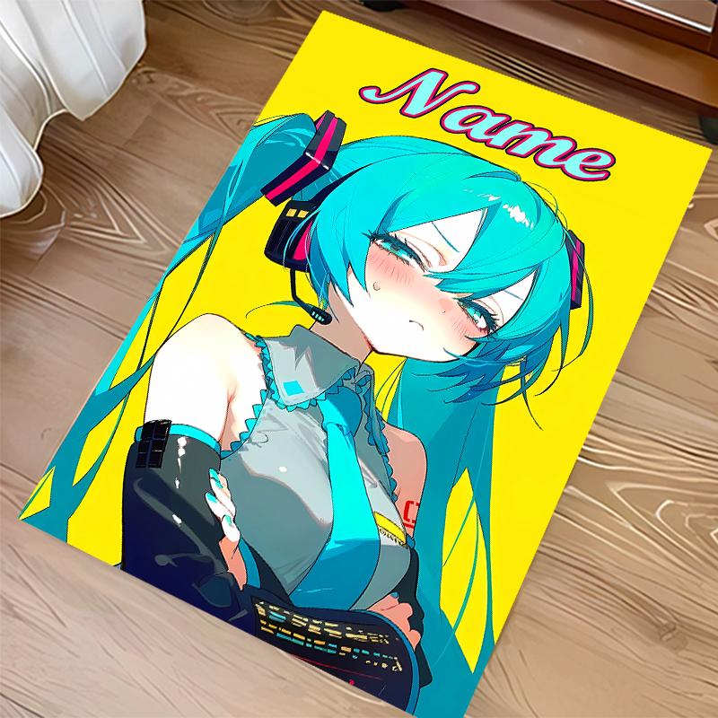 Custom personalization Hatsune Miku Print Area Rug - Soft, Washable Non-Slip Indoor Mat,Living Room,Home&Office Decorative Rug