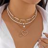 New Elegant Imitation Pearl Beads Necklace for Women Vintage Multilayer Heart Tassels Choker Fashion Jewelry Accessories Gift