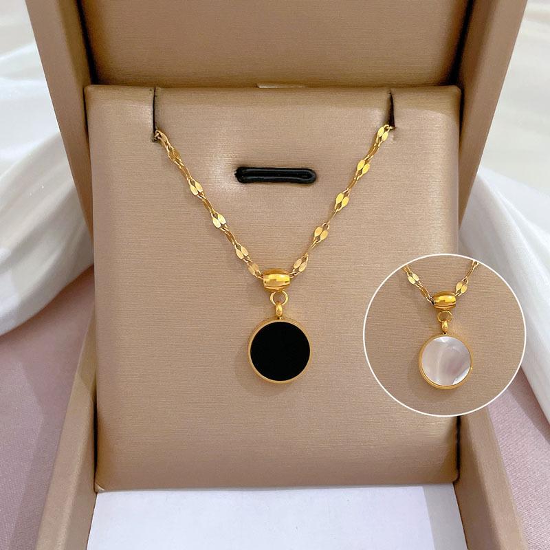 Double-Sided Fritillary Exquisite Furnace Real Gold Necklace Female Collarbone Chain With Jewelry
