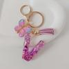 Purple Iridescent Resin Letter Keychain with Butterfly Tassel