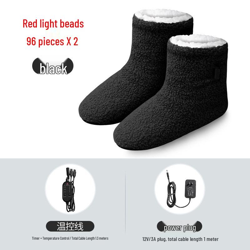 Red Light Therapy Heated Cotton Shoes: Winter Velvet, Thickened, Anti-Frost Foot Warmers.