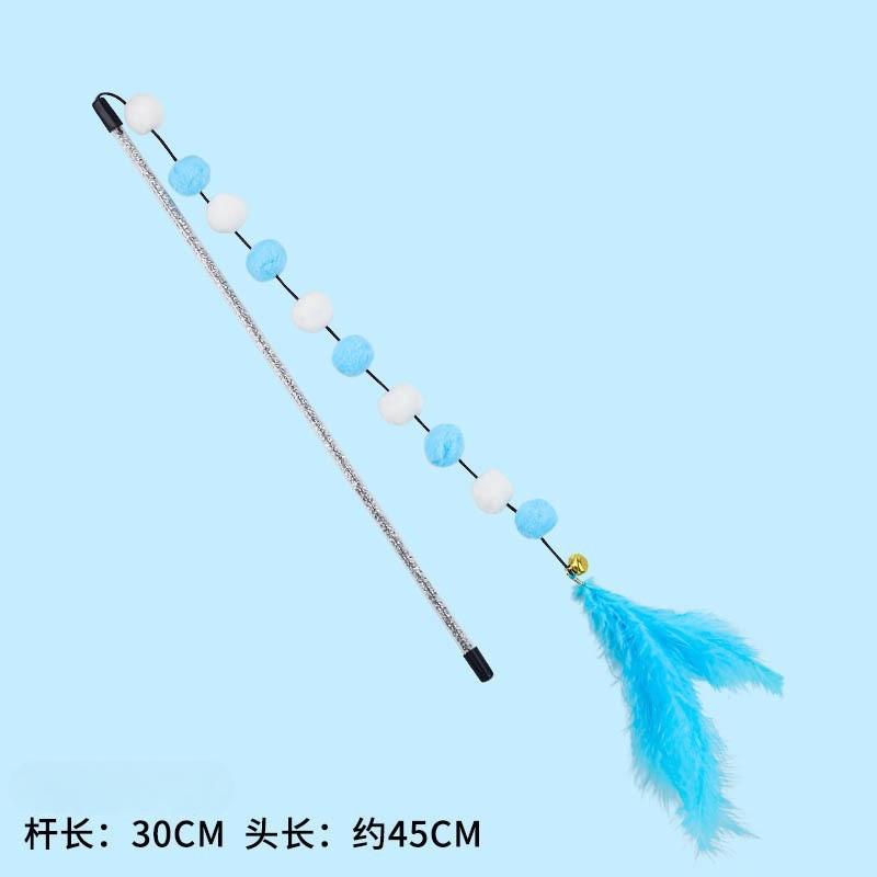 Jouet pour chat canne à pêche pour chat, jouet à plumes pour chat jouet pour chat, canne à taquiner pour chat en fil d'acier bicolore à haute ténacité 6