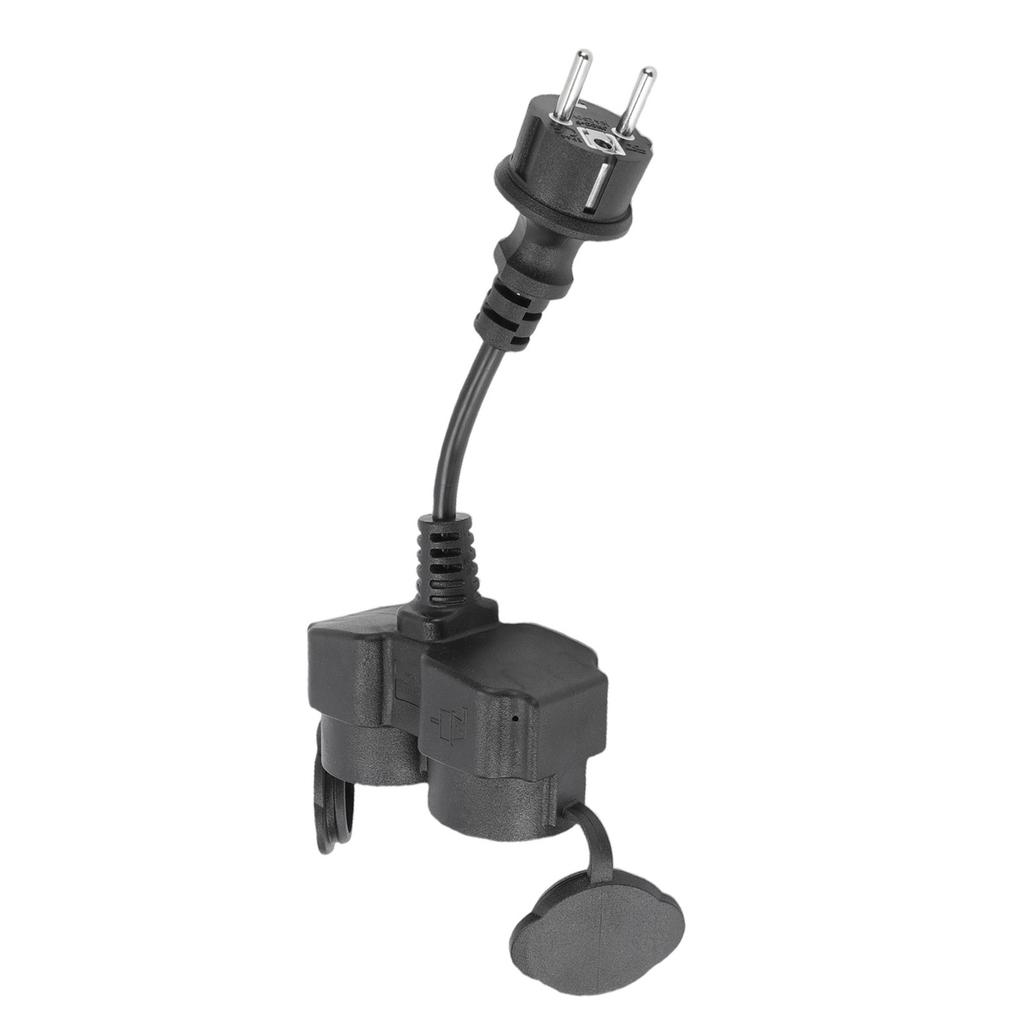 Y Splitter Power Cord 16A 2 Outlets Y Shaped Power Cable with Hinged Cover for Indoor Outdoor EU Plug