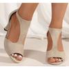 Summer New Brushed Leather Fish Mouth Sandals Women's Back Zipper Sexy Solid Color Comfortable High Heel Single Shoes Women
