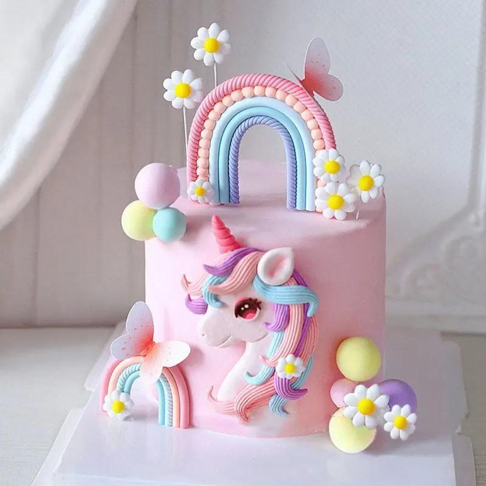 Butterfly Rainbow Unicorn Cake Topper Birthday Party Decor Girl Cake Kids Unicorn Birthday Baby Shower Rainbow Cake Decoratings