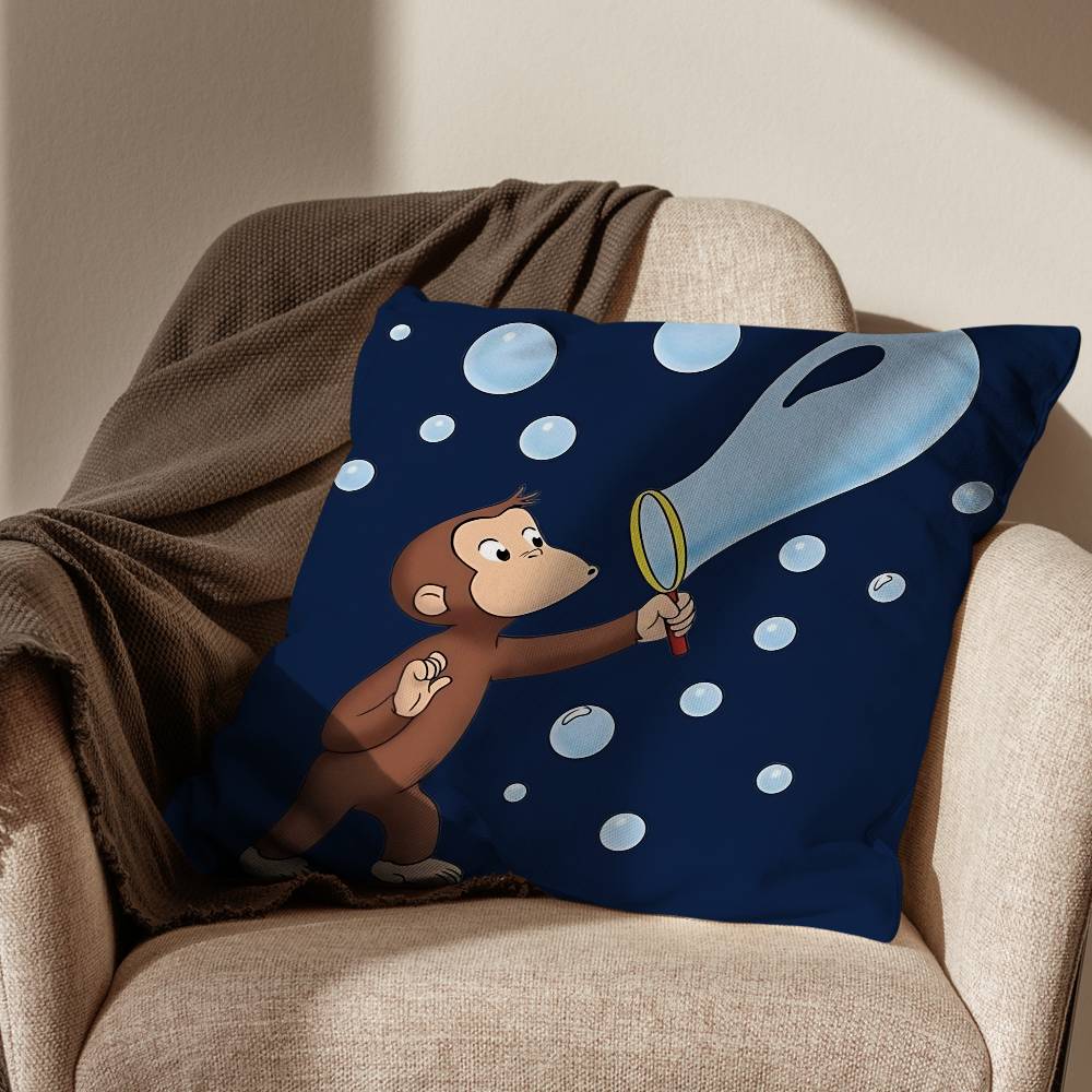 zoo Curious cute George Pillow Case Square DoubleSided Printing Short Plush Sofa Cushion Cover Bedroom Bedside Pillow