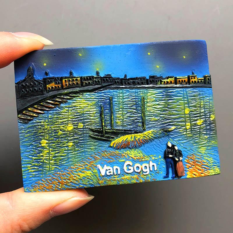 Cartoon Van Gogh Resin Refrigerator Paste Fridge Magnet Magnetic Paste Creative 3d Refrigerator Room Decoration Collection Gifts