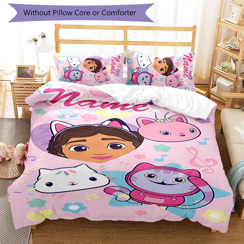 3pcs Gaby's Bubble House1 Cover Set - Personalized Name, HD Printed Bedding with 1 Cover and 2 Pillowcases - Perfect for Home Decor, Easy Care
