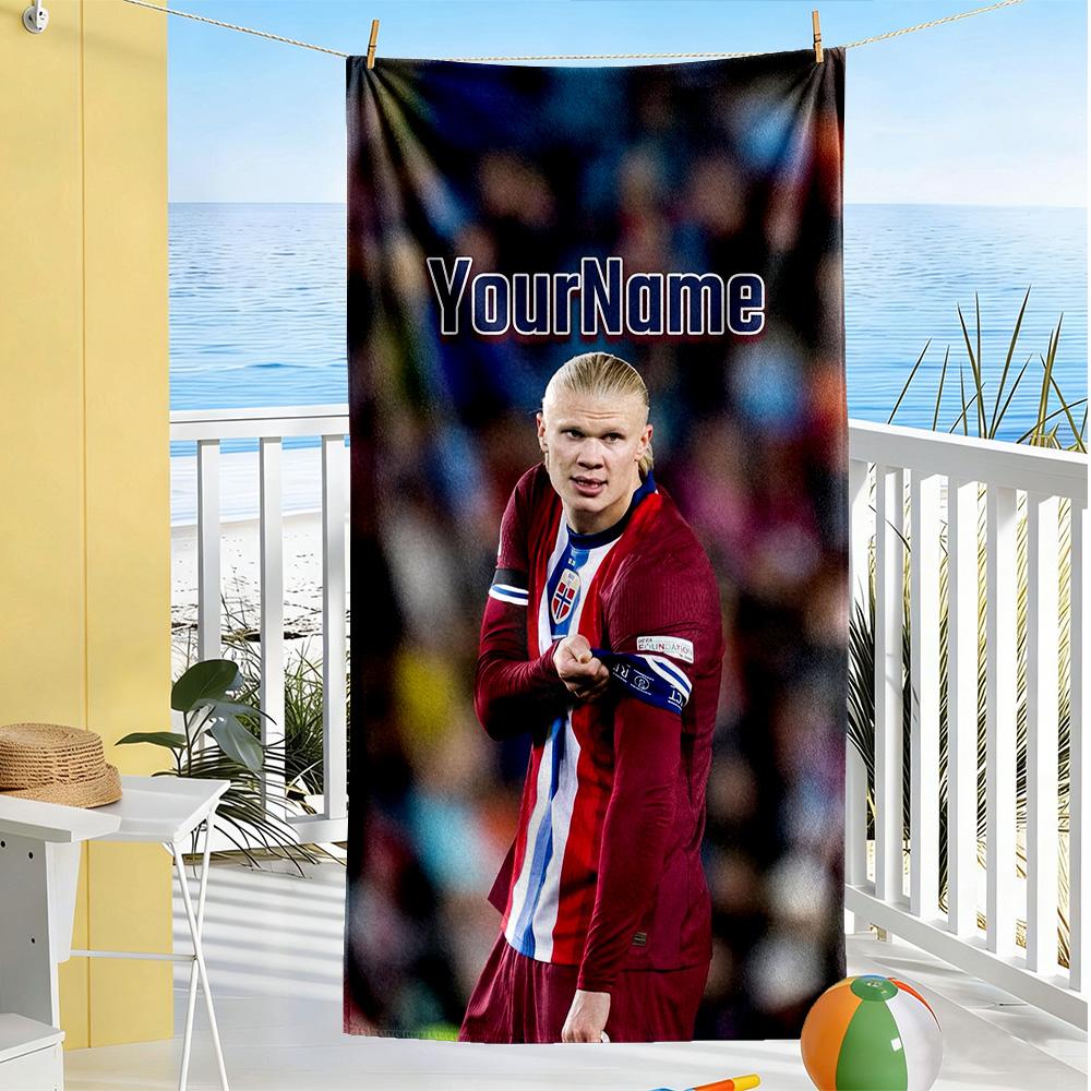 Haaland Customizable Name Beach Towel High Absorbency & Quick-Dry Suitable for Sports Travel Swimming Yoga Bathroom Beach And Pool