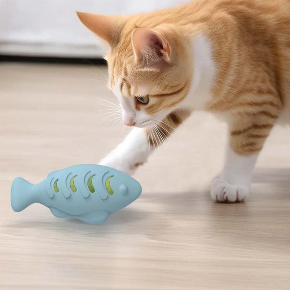 Fish Shape Interactive Cat Toy Blue Green Pink Cat Treat Feeder Catnip Stuffer Toy Pet Supplies