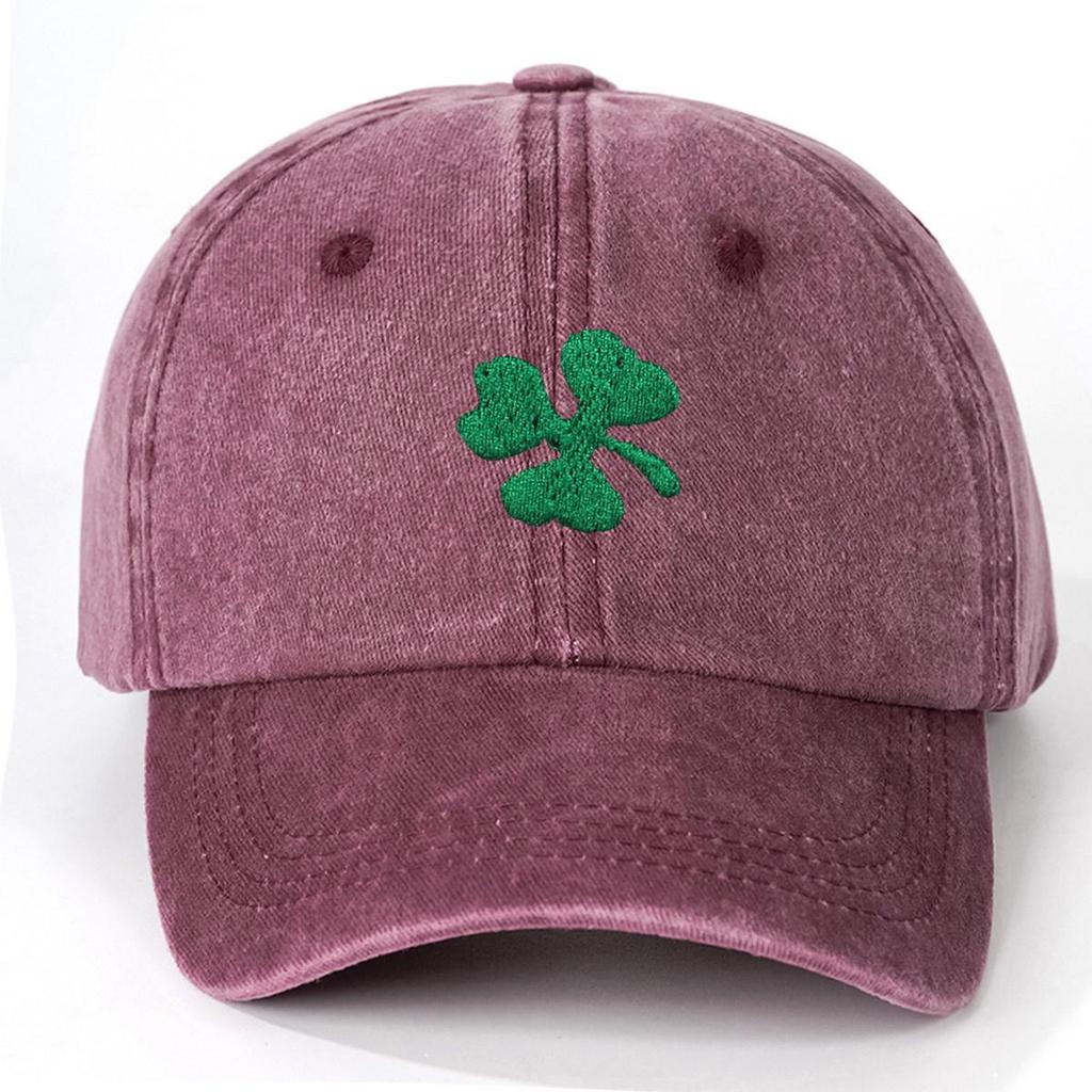 Spring/Summer Korean Style Clover Embroidery Baseball Cap - Sun Protection Duckbill Hat with Wide Brim