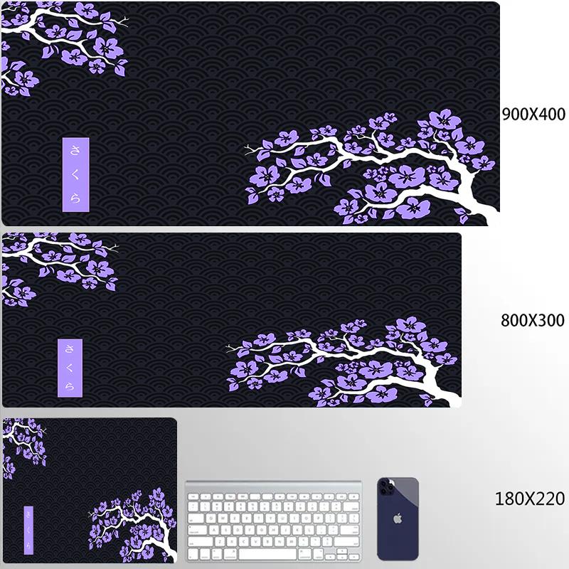 Anime Rote Sakura Mauspad Schreibtischmatte Mit Verriegelungsrand Gaming Zubehör Prime Gaming XXL Mauspad Tastaturmatten Naht Polstermatte