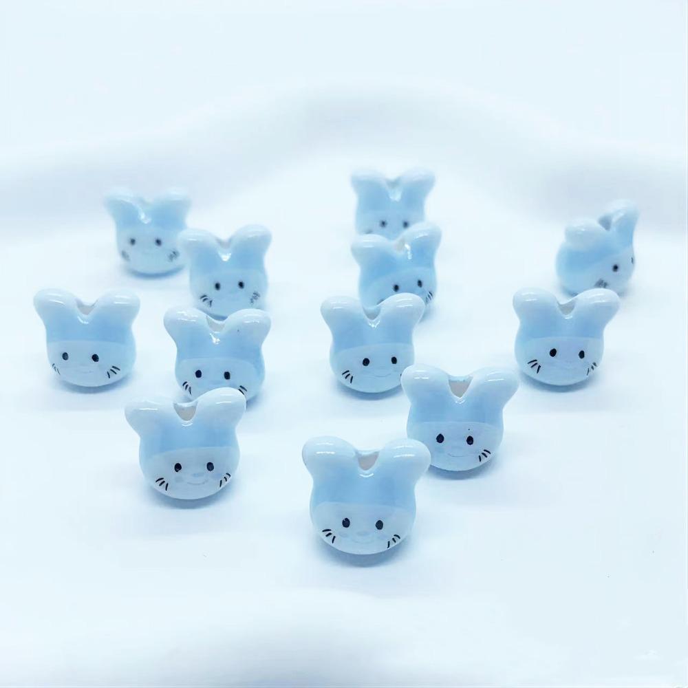 10Pcs Ceramic Cute Rabbit Ceramic Beads Rabbit Rabbit Shape Porcelain Bead  Necklace Accessories