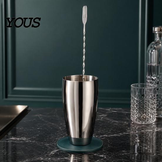 Long Handle Mixing Spoon Dual Head Bar Spoon, Cocktail Stirrers with Handle, Spiral Anti Slip Stainless Steel Drink Trident Tip for Coffee Drinks Tool