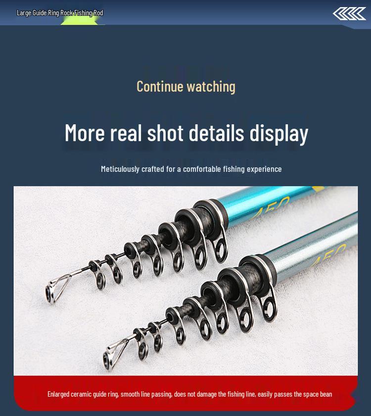 Ultra-Hard Carbon Shore Fishing Rod with Large Guides, No. 4, Dual-Purpose for Hand or Sea, Smooth Float Design