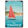 Saint Tropez Tin Metal Sign Nautical Man Cave Decor Wall Art