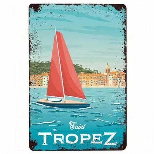 Saint Tropez Tin Metal Sign Nautical Man Cave Decor Wall Art 20x30cm（7.8x11.8inch）