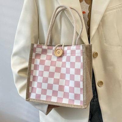 New Summer Fresh Linen Hand-held Bento Bag for Women Ins Versatile Hand-held Linen Bag