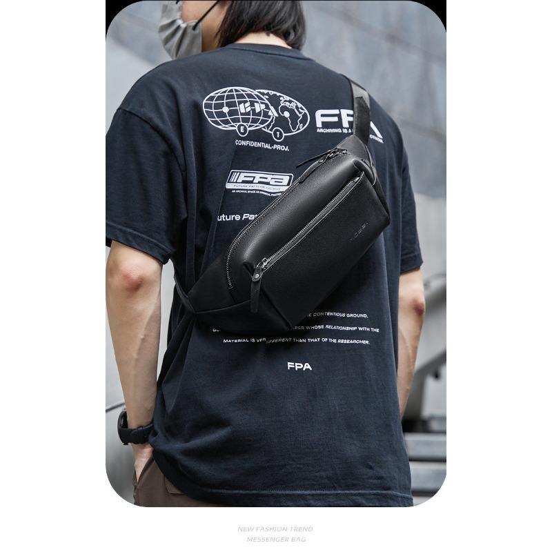 Chest Bag Male Crossbody Bag Fashion Sports Small Backpack Leather Head Layer Cowhide Single Shoulder Oblique Backpack