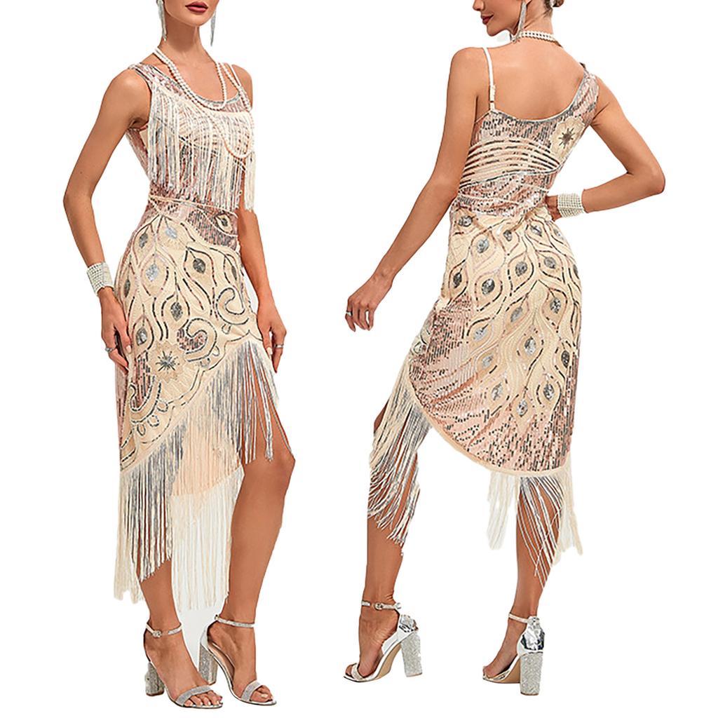 Women's Party Sexy Dress Fashion Solid Color Sequin Fringe Dress