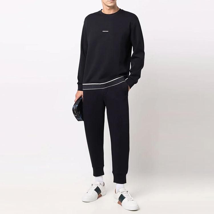 Emporio Armani Solid Color Tapered Cuff Knit Joggers Men bottoms Dark-Blue 8N1P921JHSZ0920
