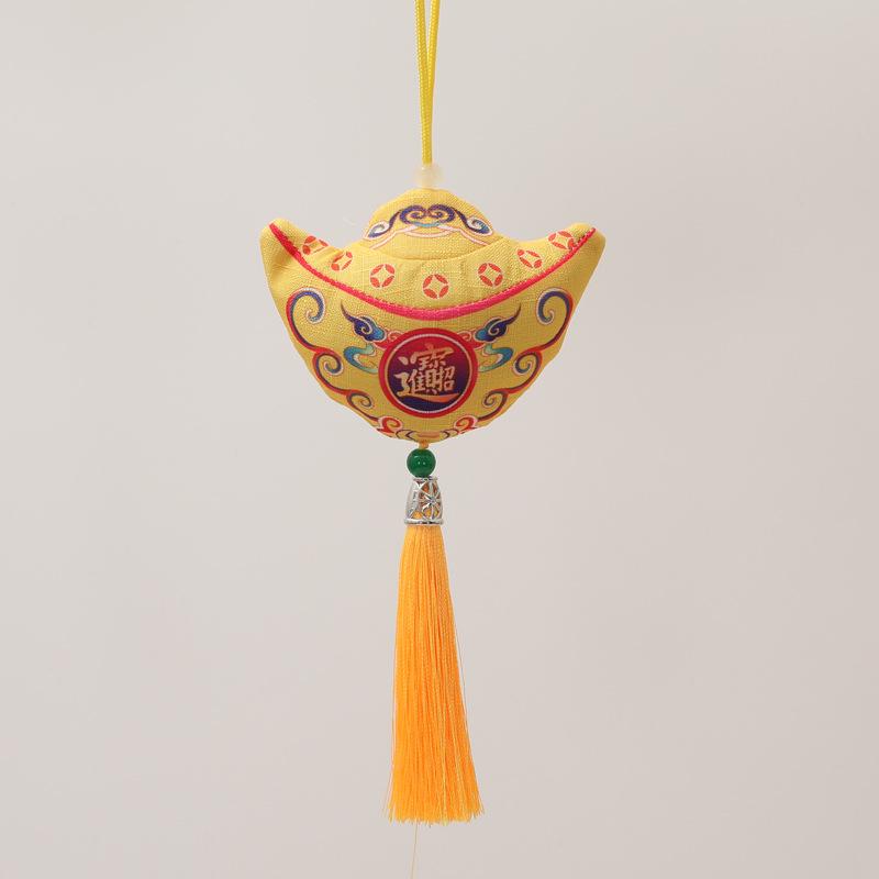 Retro Dragon Boat Yuanbao Sachet Charm - New Year Pendant Brocade Bag Purse