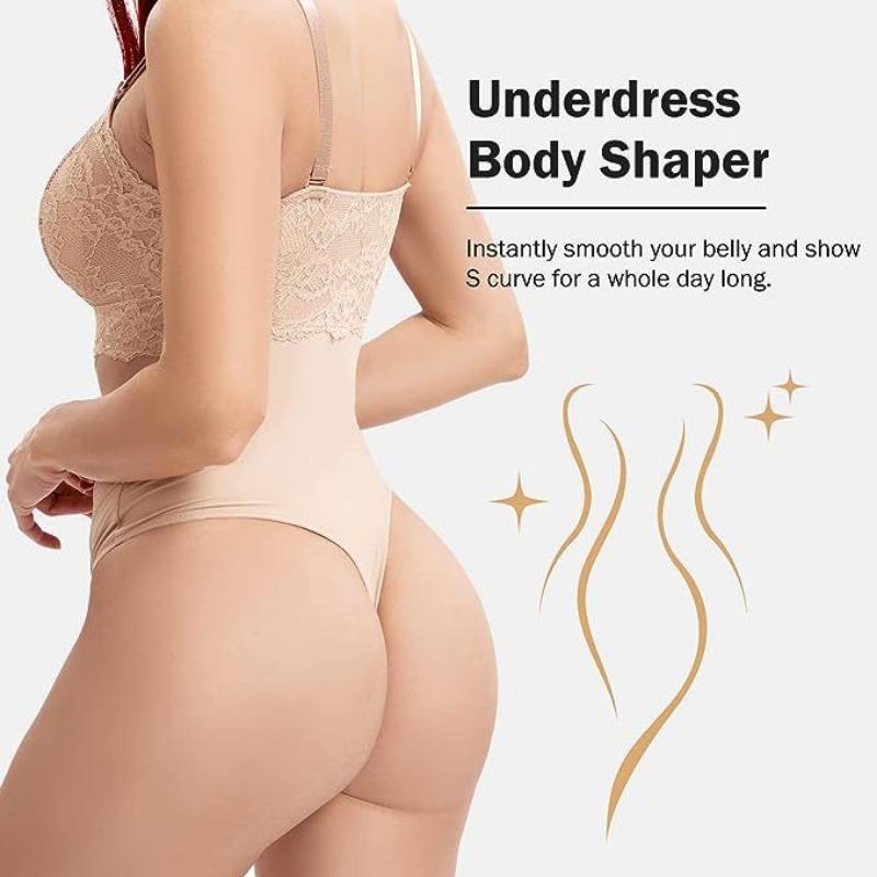Body Intimo Modellante a Tanga con Controllo Pancia e Sollevamento Glutei da Donna con Imbottiture in Pizzo Rimovibili