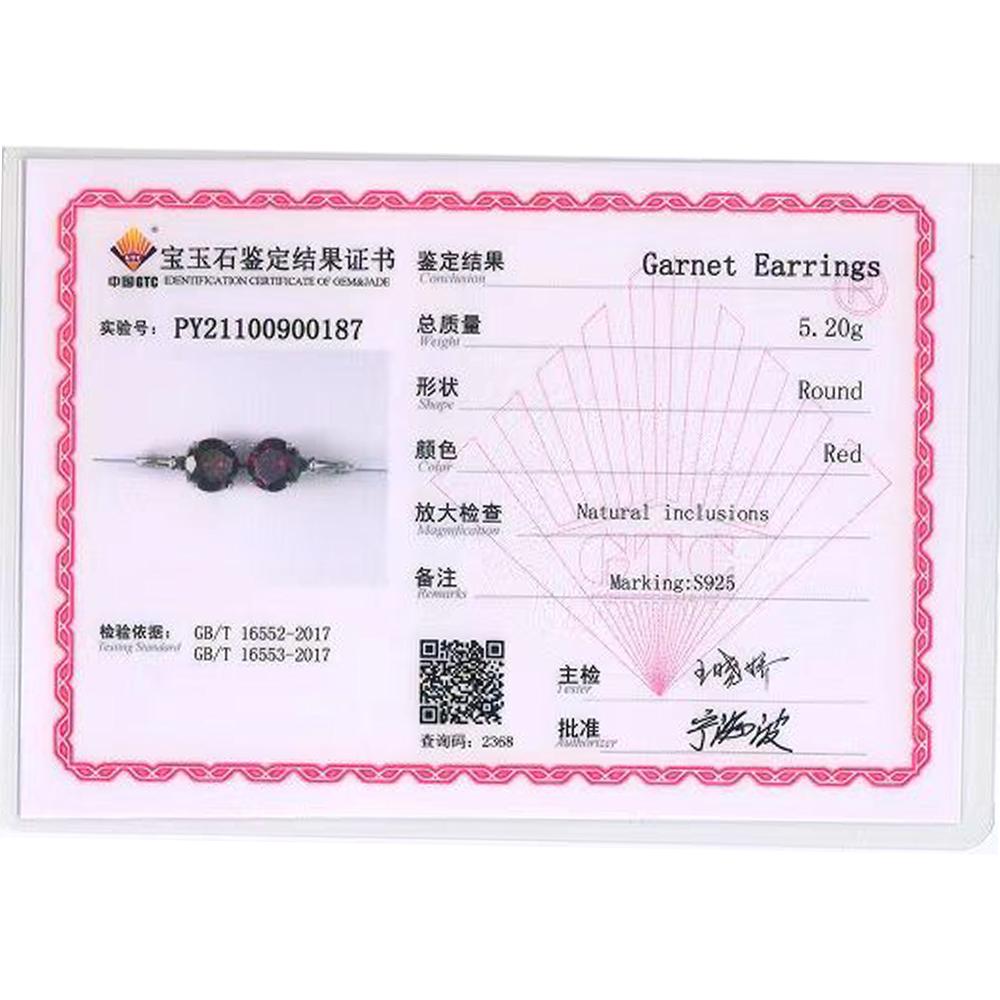 Set de bijuterii din argint cu piatră prețioasă granat roșu natural de 13 ct, rotund, 10 mm Cercei inel tăiat rotund, 10 mm, bijuterii fine pentru femei Purtare zilnică