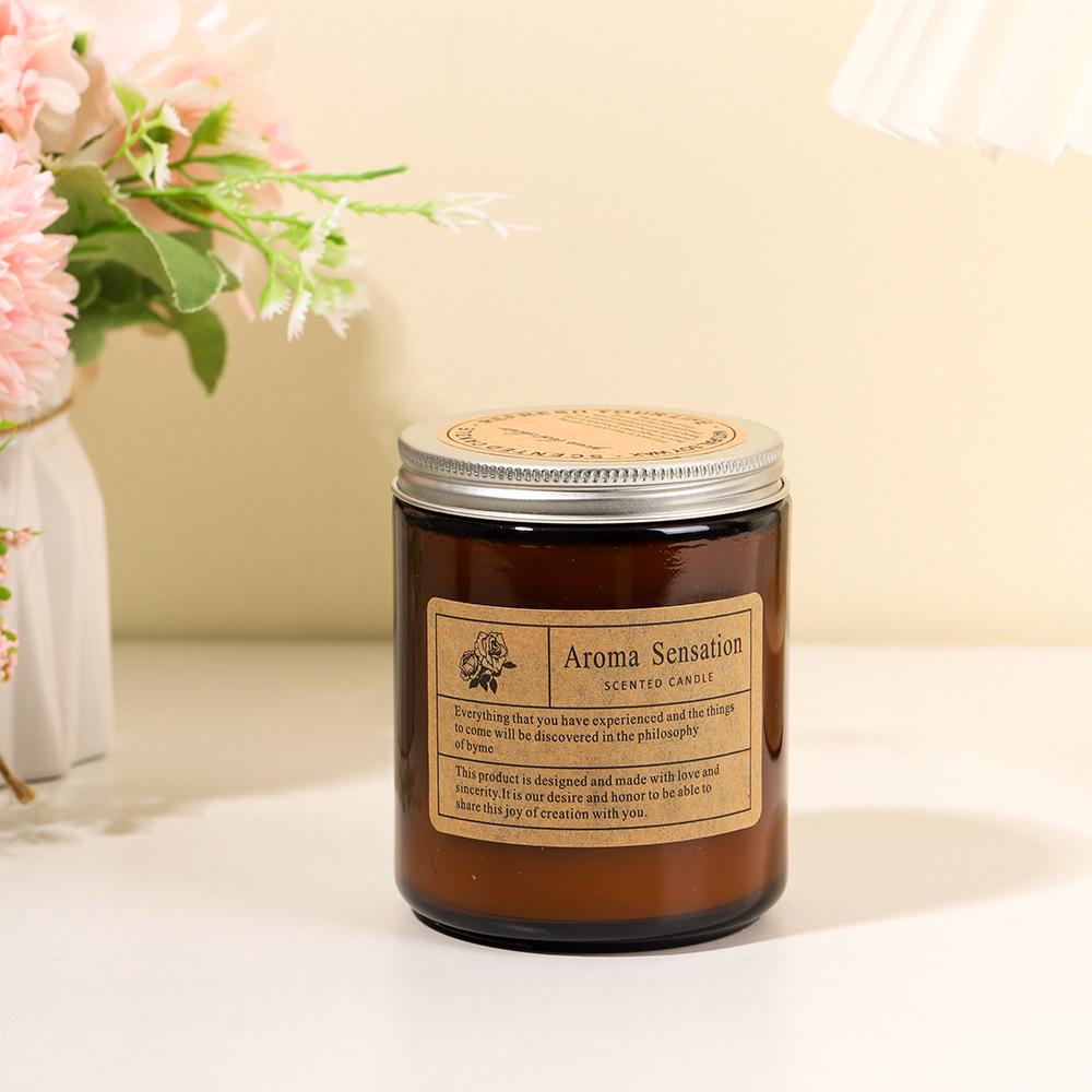 

Scented Smokeless Handmade Plant Wax Candles - Aromatherapy Essential Oil in Glass Cup for Romantic Atmosphere Lychee & White Tea