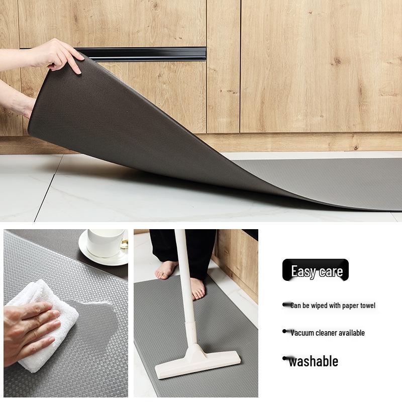 Waterproof Non-slip PVC Floor Mat: Oil-proof, Wipeable Leather, Dirt-resistant, Anti-fatigue.
