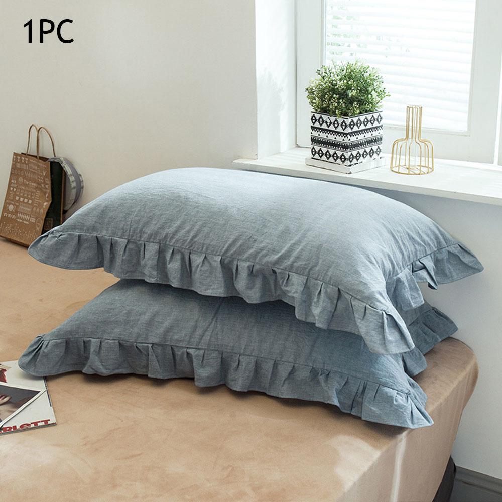 48x74cm Washed Cotton Pillowcase Home Bedding Super Soft Ruffled Pillow Cover With Envelope Closure Pillow Cases Home Decor