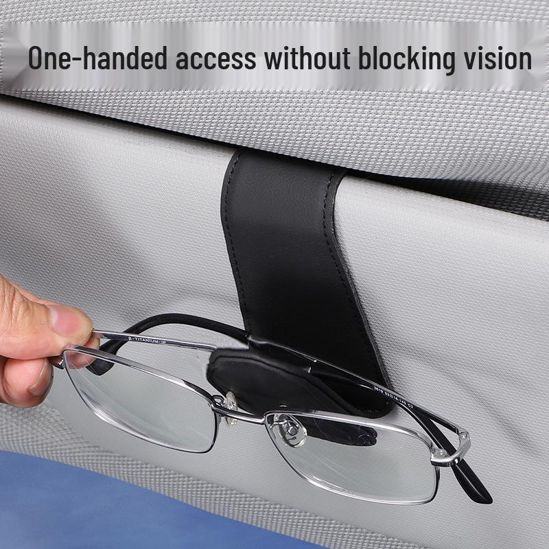 Multifunctional Car Visor Clip and Card Holder with Microfiber Leather