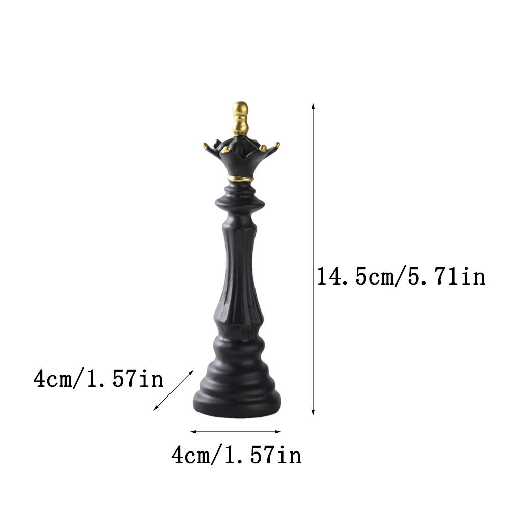 Small International Chess Resin Ornament - Desktop Decor with King, Queen & Horse Pieces