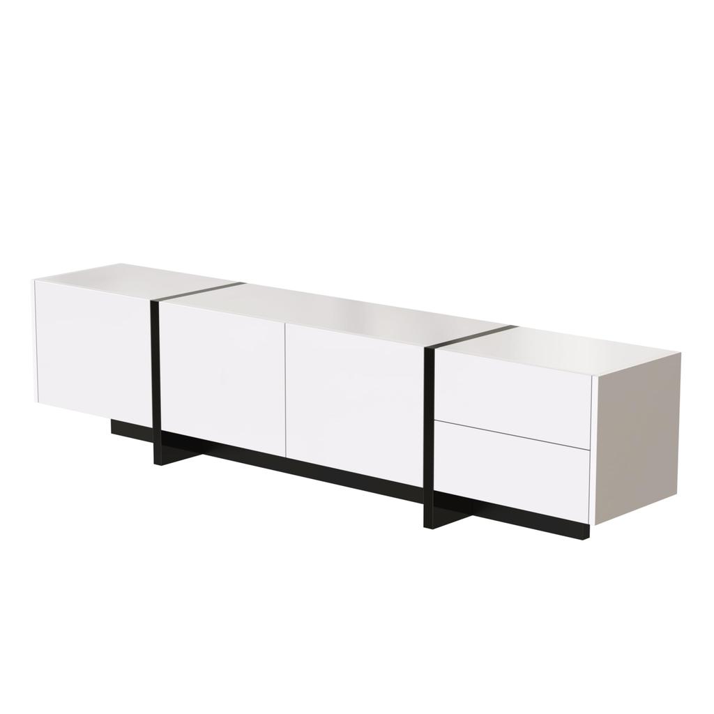 TV Schrank, TV Lowboard mit Schubladen, Moderner Fernsehtisch mit Stauraum, TV Tisch für Wohnzimmer und Esszimmer