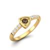 3mm Round Smoky Quartz 925 Sterling Silver Gold Vermeil Solitaire Triangle Women Wedding Ring