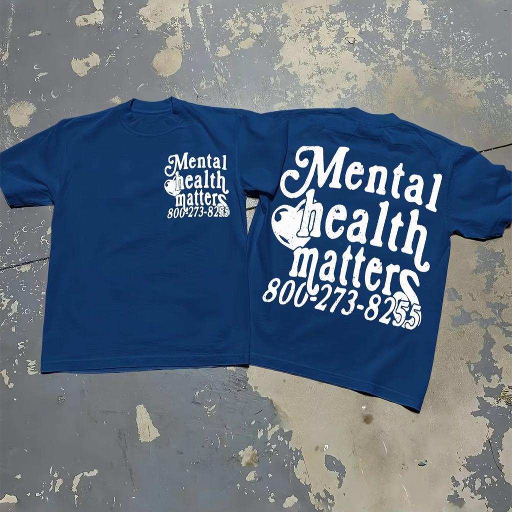 Unisextal Health Matters Suicide Prevention Hotline Graphic Tee Cotton Unisexs Unisexs Tshirt Summer Streetwear