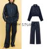 Spring Women Clothes Side Band Decoration Jeans 6929011 Patchwork Stripe Band Denim Coat 6929075
