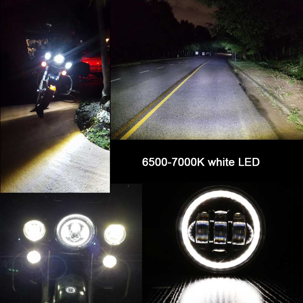 For Harley Touring Road King Street Glide Motorcycles Accessories Headlight 7" Black LED Projector Headlight 4.5" Fog Lamp