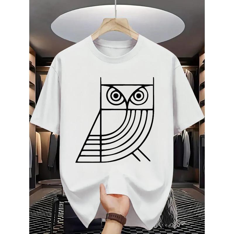 European sizes Men's Summer Short Sleeve T-Shirt with Letter '' Print - Casual Round Neck Breathable Top, Short Sleeve Summer Wear for Hot Weather